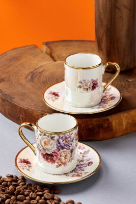 Florentis 2 Kişilik 90 ml Porselen Kahve Fincan Takımı CKR4612 - 24