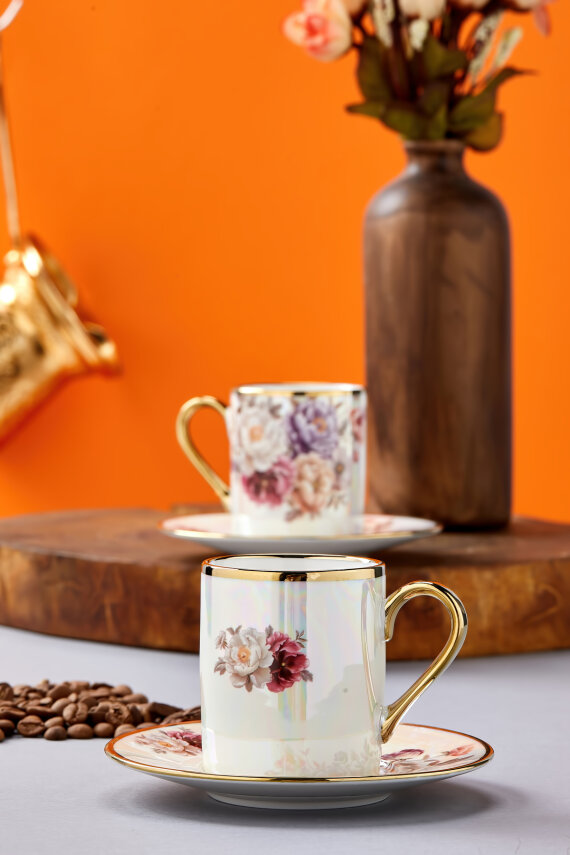 Florentis 2 Kişilik 90 ml Porselen Kahve Fincan Takımı CKR4612 - 29