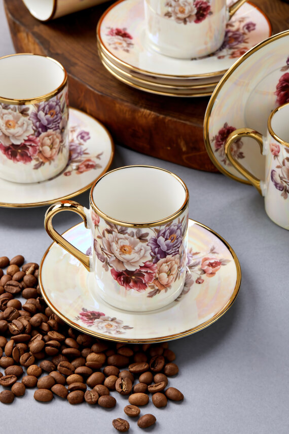 Florentis 6 Kişilik 90 ml Porselen Kahve Fincan Takımı CKR4611 - 7