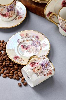 Florentis 6 Kişilik 90 ml Porselen Kahve Fincan Takımı CKR4611 - 8