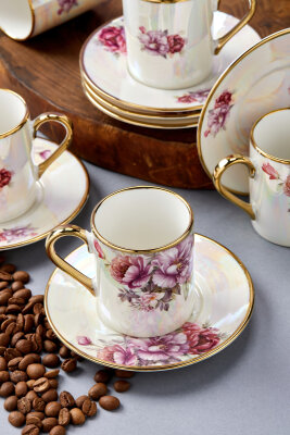 Florentis 6 Kişilik 90 ml Porselen Kahve Fincan Takımı CKR4611 - 14