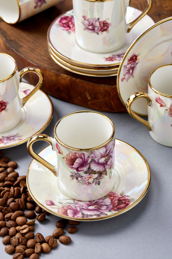 Florentis 6 Kişilik 90 ml Porselen Kahve Fincan Takımı CKR4611 - 14