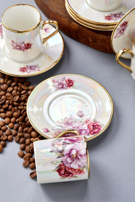Florentis 6 Kişilik 90 ml Porselen Kahve Fincan Takımı CKR4611 - 15