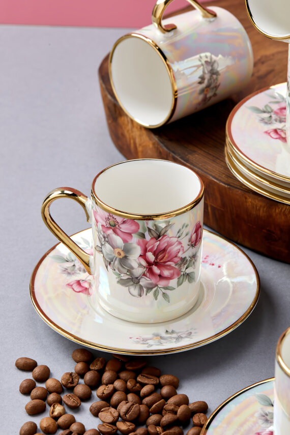 Florentis 6 Kişilik 90 ml Porselen Kahve Fincan Takımı CKR4611 - 22
