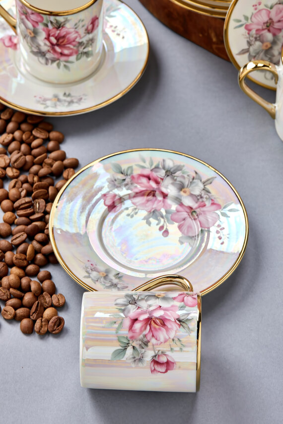 Florentis 6 Kişilik 90 ml Porselen Kahve Fincan Takımı CKR4611 - 24