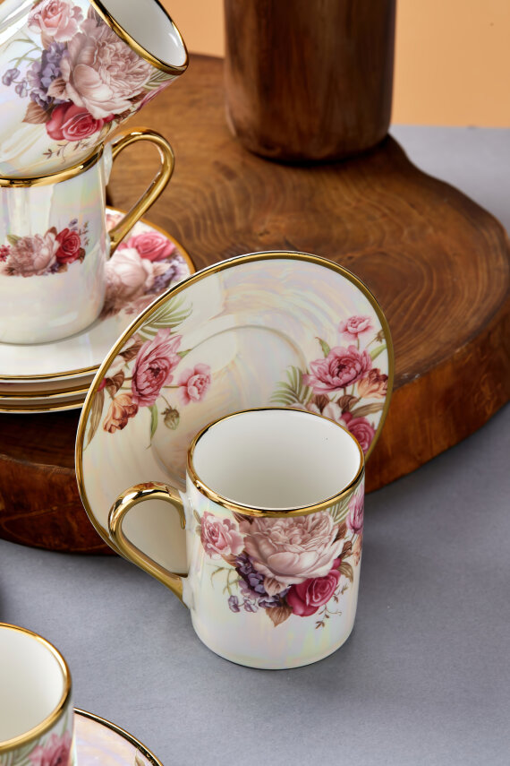 Florentis 6 Kişilik 90 ml Porselen Kahve Fincan Takımı CKR4611 - 28