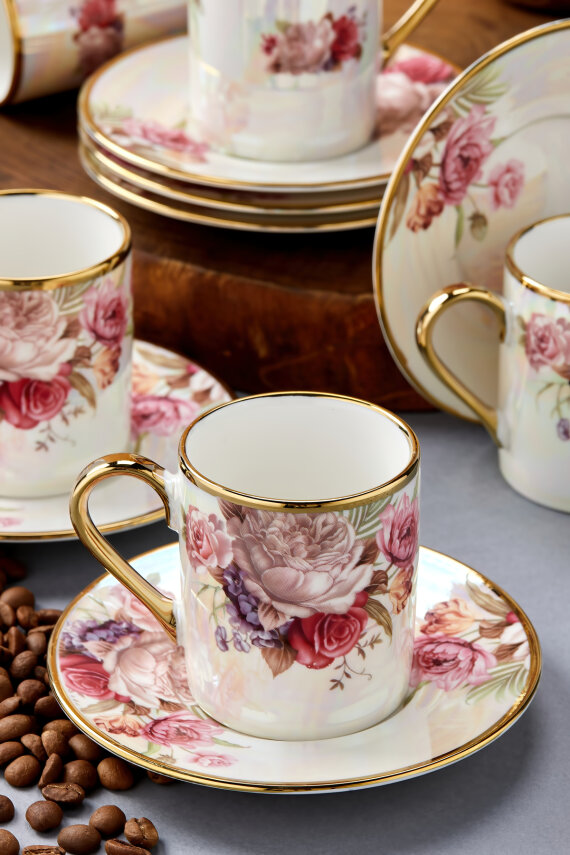 Florentis 6 Kişilik 90 ml Porselen Kahve Fincan Takımı CKR4611 - 29