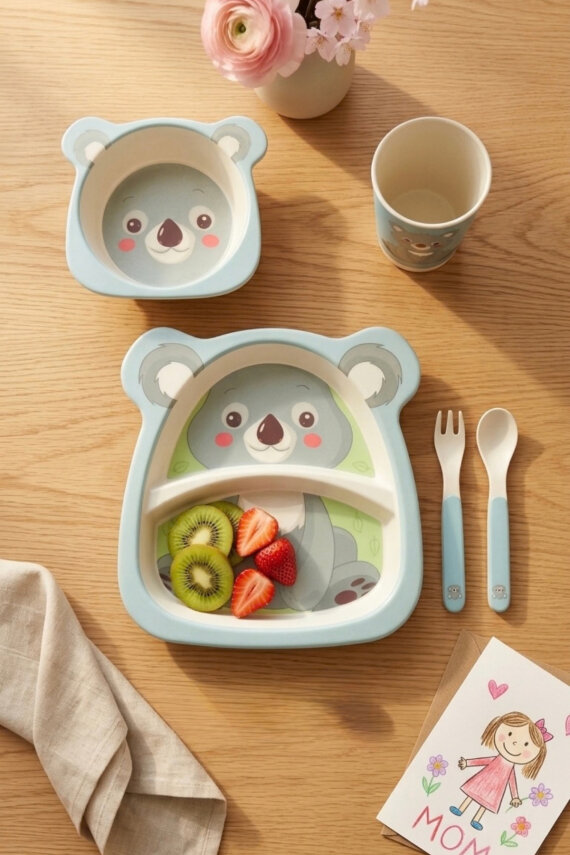 Koalino 5 Parça Bambu Çocuk Mama Seti YK7004 - 2