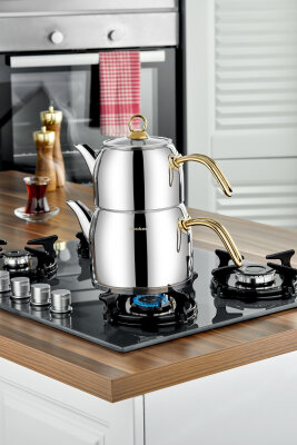 Cooker Lara Aile Boy Paslanmaz Çelik Çaydanlık Takımı 1,5 -2,5 Litre CKR3925