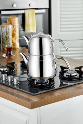 Cooker Lara Aile Boy Paslanmaz Çelik Çaydanlık Takımı 1,5 -2,5 Litre CKR3925 - 2