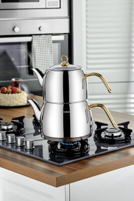 Cooker Lara Mega Boy Paslanmaz Çelik Çaydanlık Takımı 2,5 - 4,5 Litre CKR3927