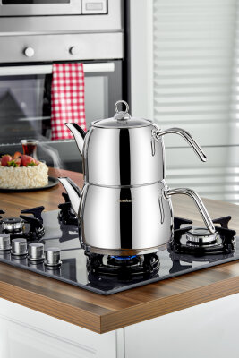 Cooker Lara Mega Boy Paslanmaz Çelik Çaydanlık Takımı 2,5 - 4,5 Litre CKR3927 - 2