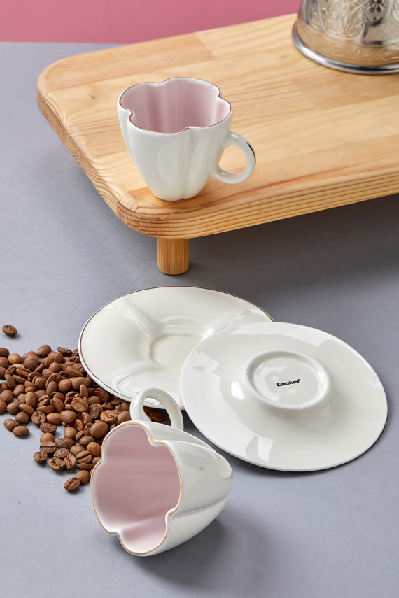 Luneth 2 Kişilik 90 ml Porselen Kahve Fincan Takımı CKR4607 - 14