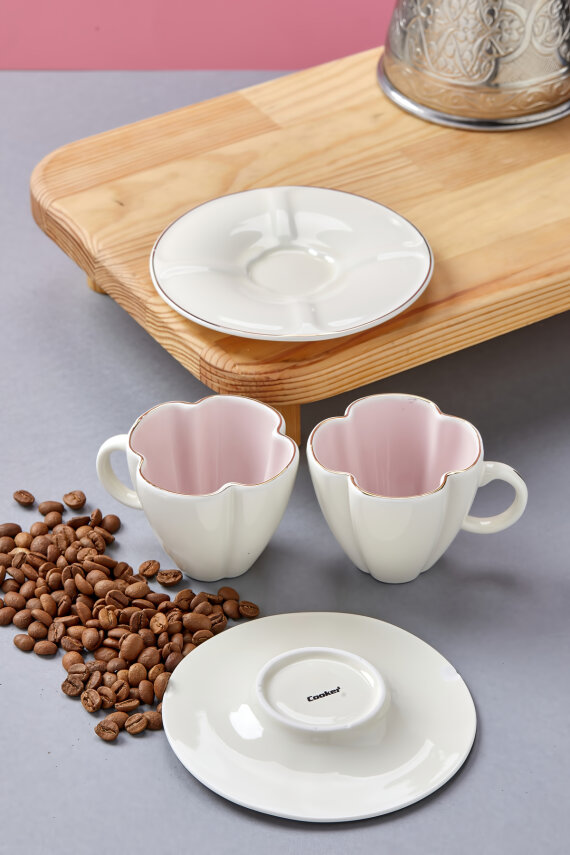 Luneth 2 Kişilik 90 ml Porselen Kahve Fincan Takımı CKR4607 - 15