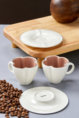 Luneth 2 Kişilik 90 ml Porselen Kahve Fincan Takımı CKR4607 - 22