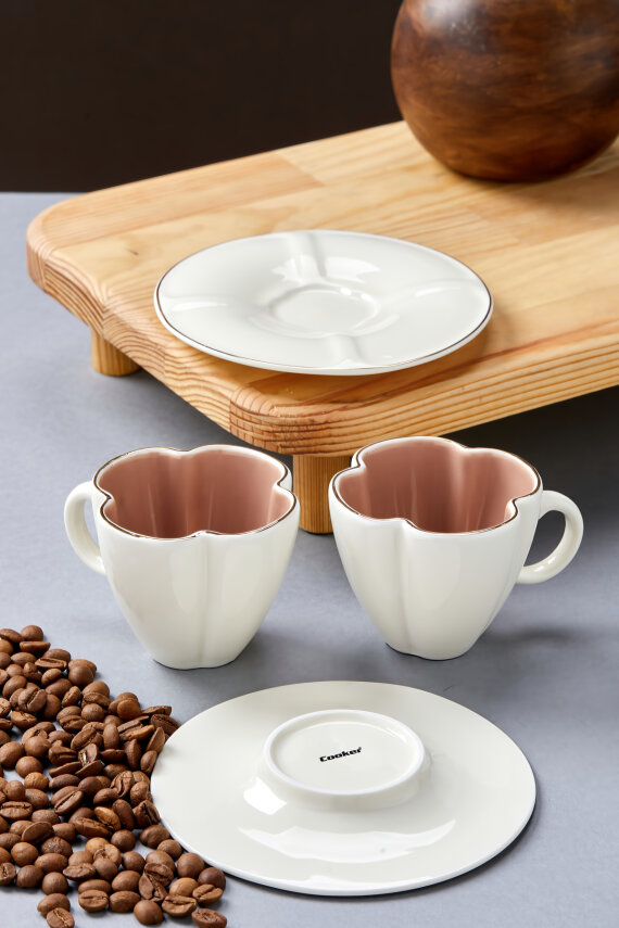 Luneth 2 Kişilik 90 ml Porselen Kahve Fincan Takımı CKR4607 - 22