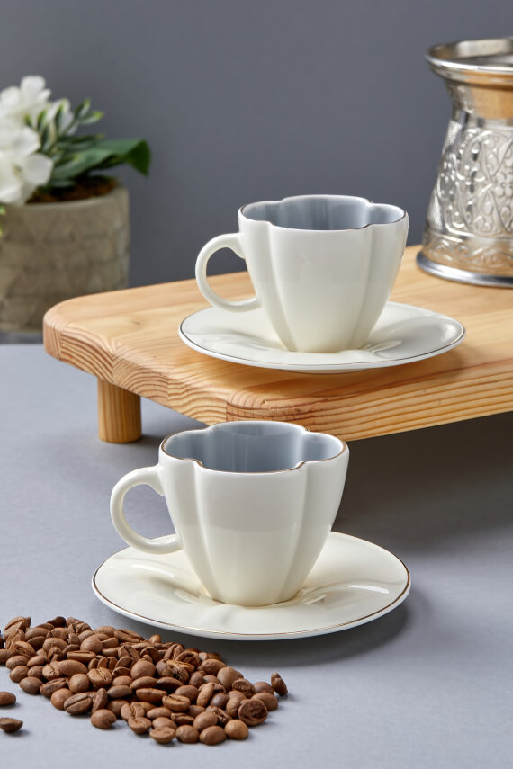 Luneth 2 Kişilik 90 ml Porselen Kahve Fincan Takımı CKR4607 - 26