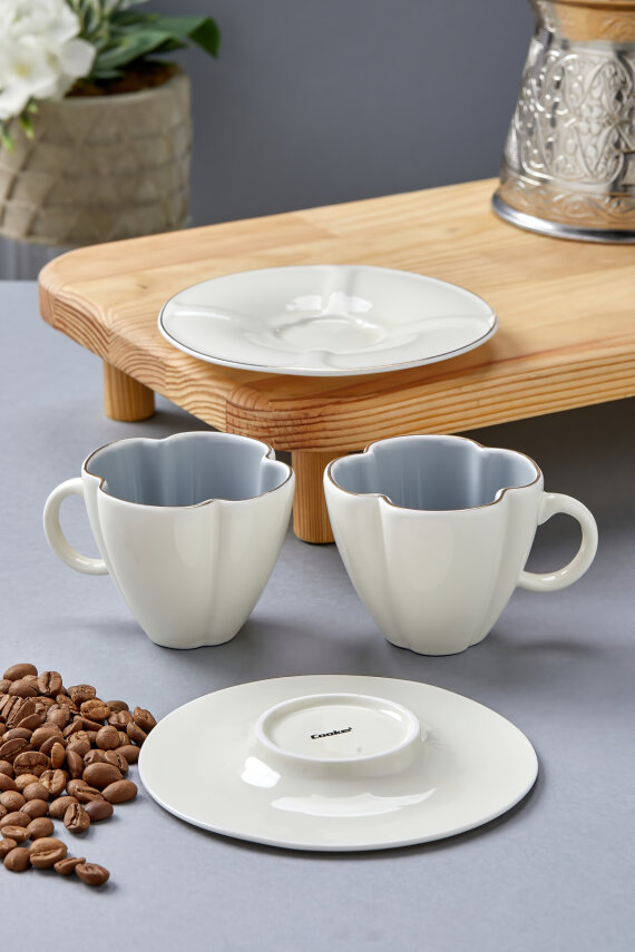 Luneth 2 Kişilik 90 ml Porselen Kahve Fincan Takımı CKR4607 - 30