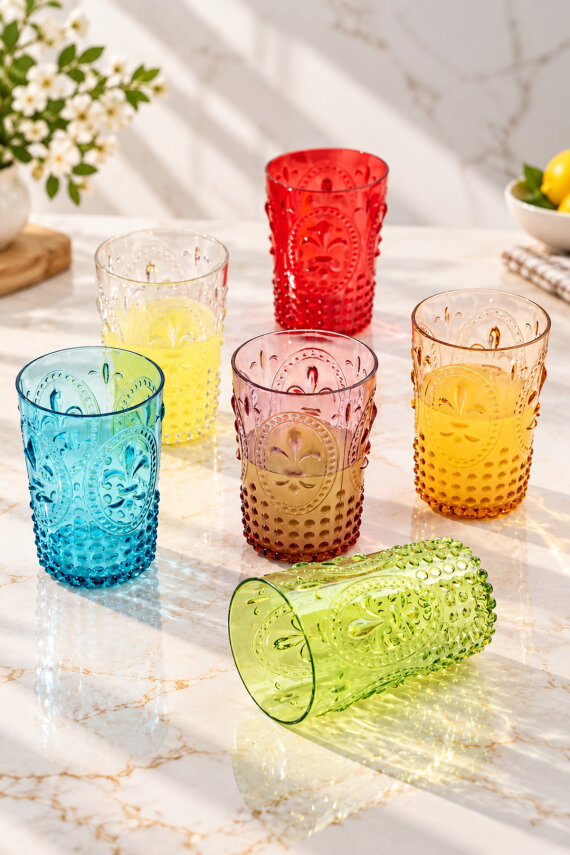 Magic 6'lı 400 ml Akrilik Renkli Meşrubat Bardağı CKR4841 - 1