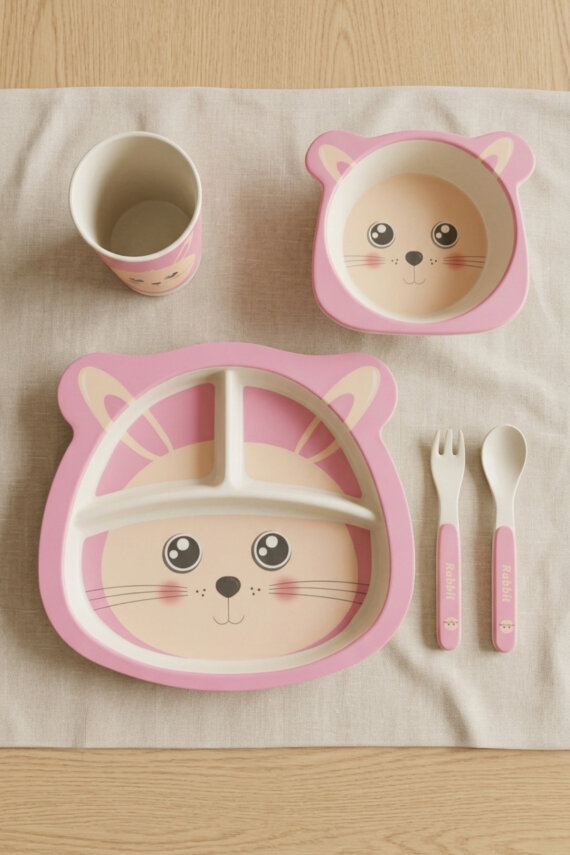 Meowlet 5 Parça Bambu Çocuk Mama Seti YK7004 - 1