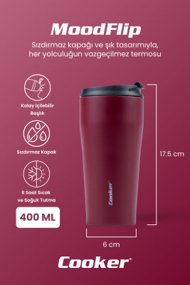 MoodFlip 400 ml Paslanmaz Çelik Bardak Termos CKR2049 - 5