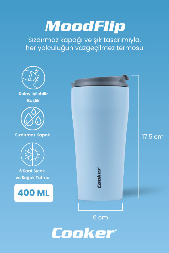 MoodFlip 400 ml Paslanmaz Çelik Bardak Termos CKR2049 - 8