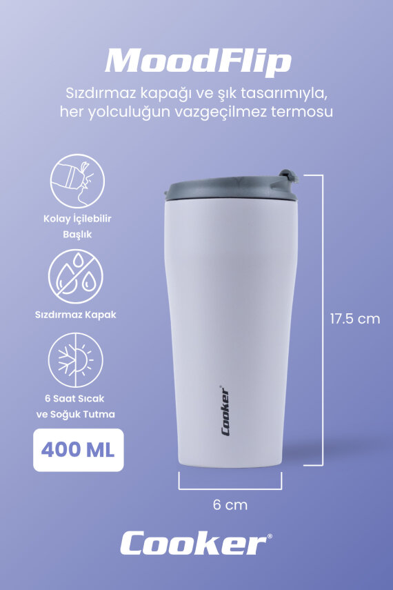 MoodFlip 400 ml Paslanmaz Çelik Bardak Termos CKR2049 - 11
