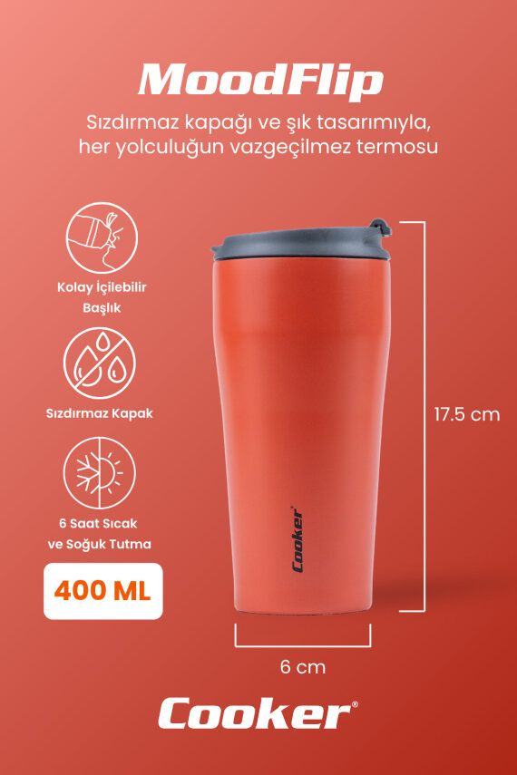 MoodFlip 400 ml Paslanmaz Çelik Bardak Termos CKR2049 - 14