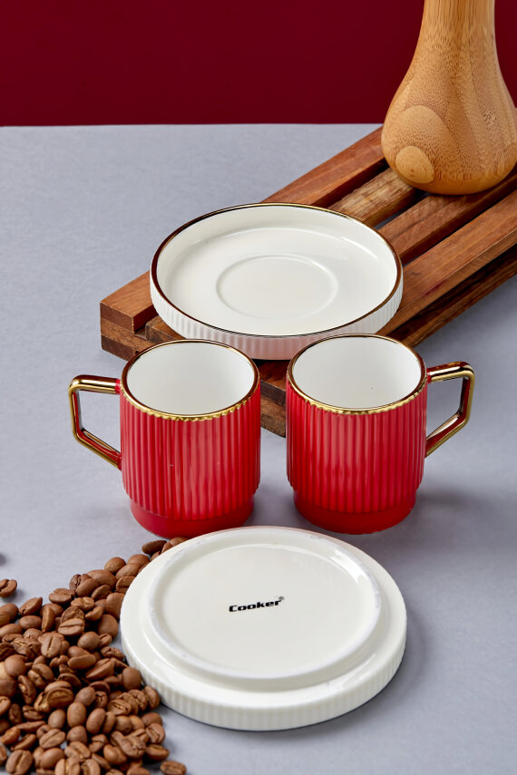 Noveris 2 Kişilik 90 ml Porselen Kahve Fincan Takımı CKR4610 - 6