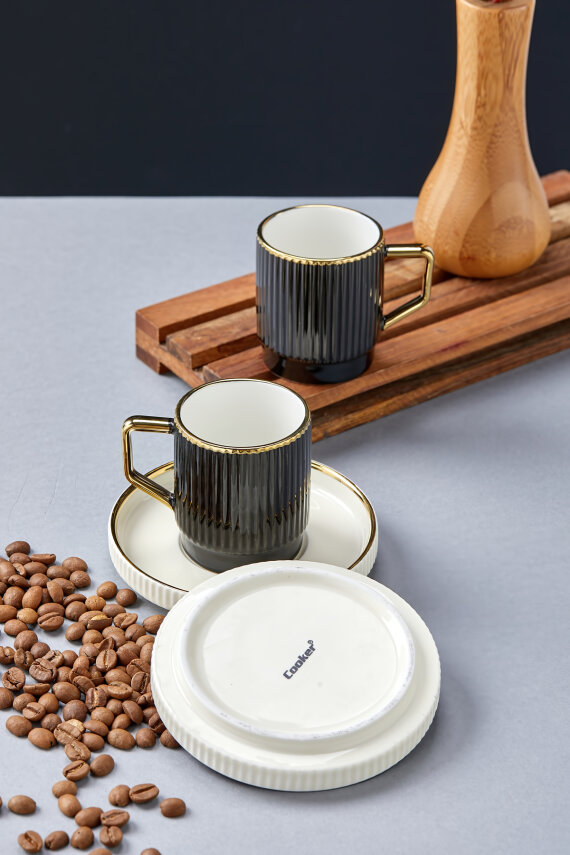 Noveris 2 Kişilik 90 ml Porselen Kahve Fincan Takımı CKR4610 - 20