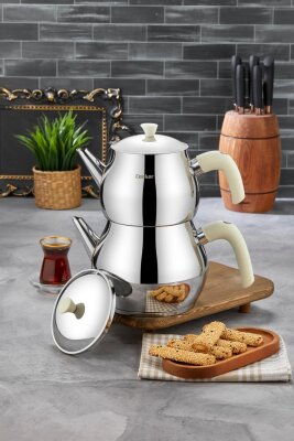 Cooker Tombo Maxi Boy Paslanmaz Çelik Çaydanlık Takımı 1,75 - 2,75 Litre CKR3702