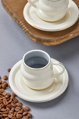 Velmont 2 Kişilik 90 ml Porselen Kahve Fincan Takımı CKR4606 - 3