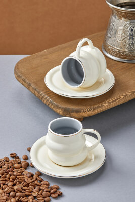 Velmont 2 Kişilik 90 ml Porselen Kahve Fincan Takımı CKR4606 - 4