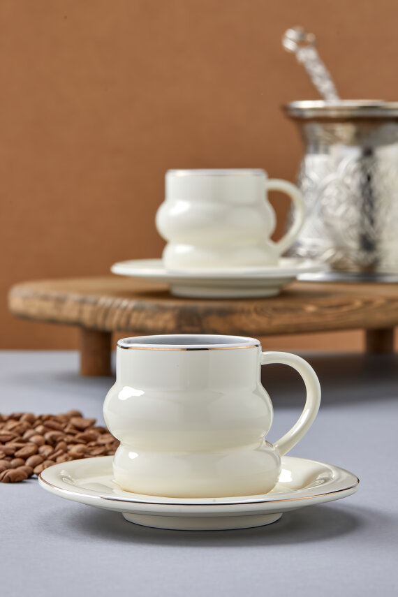 Velmont 2 Kişilik 90 ml Porselen Kahve Fincan Takımı CKR4606 - 6