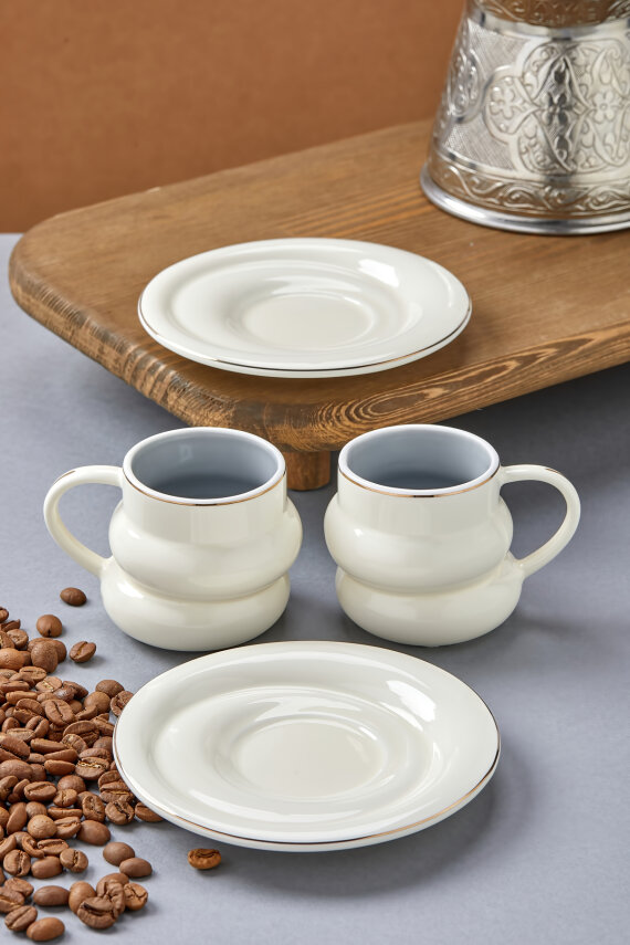 Velmont 2 Kişilik 90 ml Porselen Kahve Fincan Takımı CKR4606 - 7