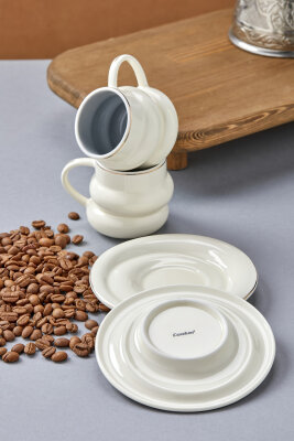 Velmont 2 Kişilik 90 ml Porselen Kahve Fincan Takımı CKR4606 - 8