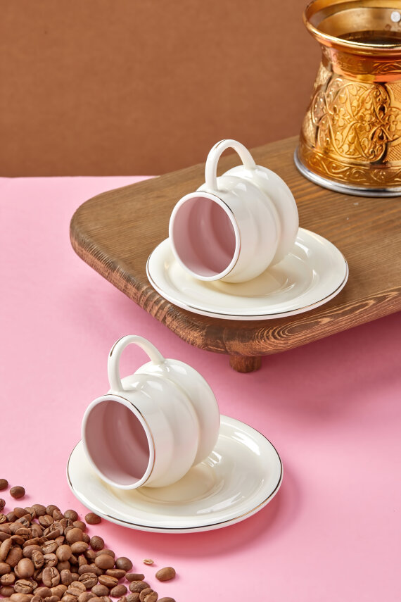 Velmont 2 Kişilik 90 ml Porselen Kahve Fincan Takımı CKR4606 - 13
