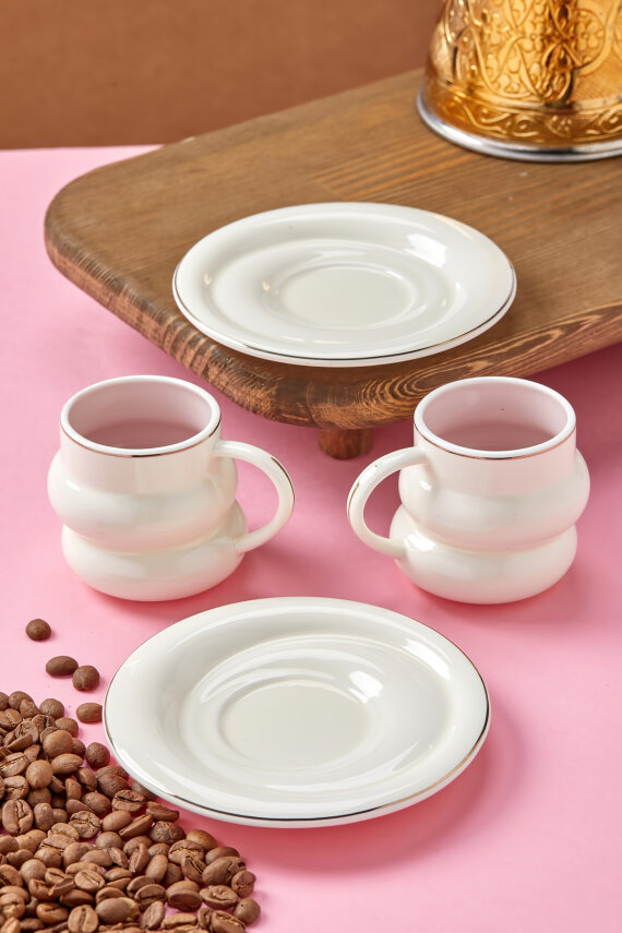 Velmont 2 Kişilik 90 ml Porselen Kahve Fincan Takımı CKR4606 - 15