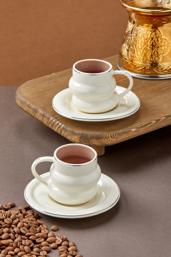 Velmont 2 Kişilik 90 ml Porselen Kahve Fincan Takımı CKR4606 - 24