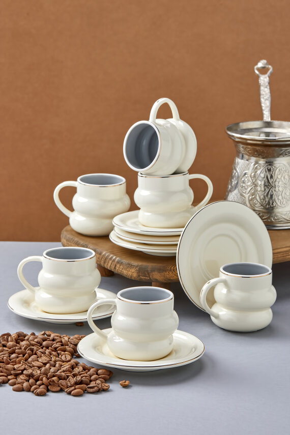 Velmont 6 Kişilik 90 ml Porselen Kahve Fincan Takımı CKR4603 - 3