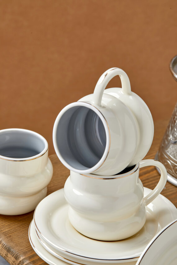 Velmont 6 Kişilik 90 ml Porselen Kahve Fincan Takımı CKR4603 - 8