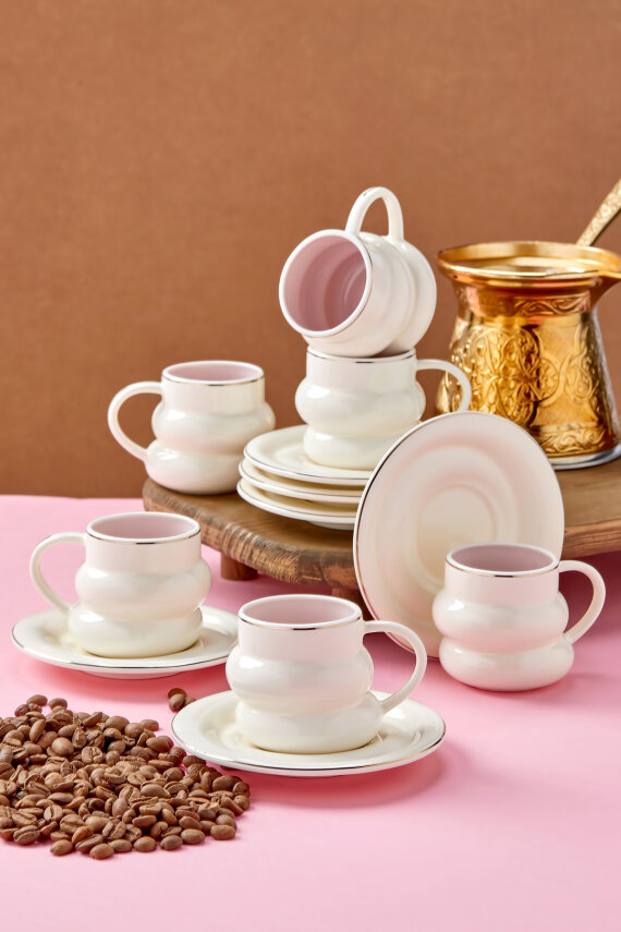 Velmont 6 Kişilik 90 ml Porselen Kahve Fincan Takımı CKR4603 - 11