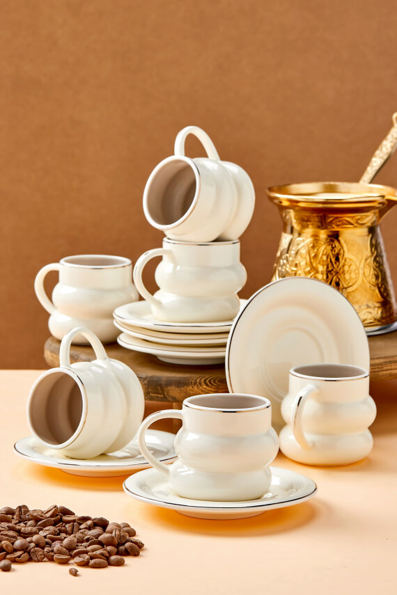 Velmont 6 Kişilik 90 ml Porselen Kahve Fincan Takımı CKR4603 - 19