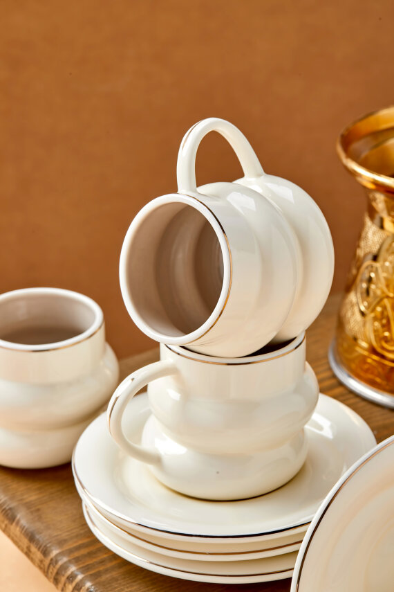 Velmont 6 Kişilik 90 ml Porselen Kahve Fincan Takımı CKR4603 - 21