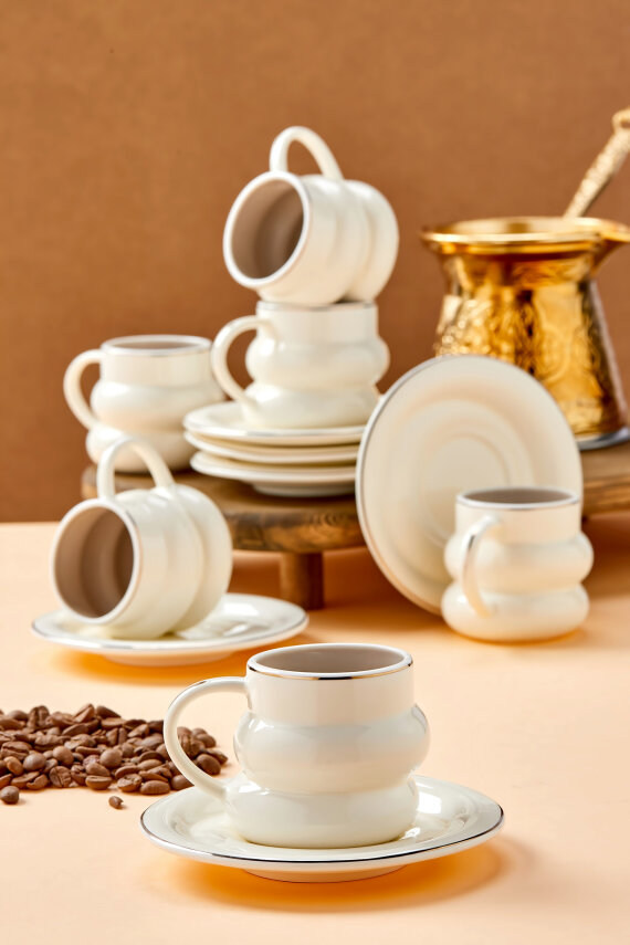 Velmont 6 Kişilik 90 ml Porselen Kahve Fincan Takımı CKR4603 - 24